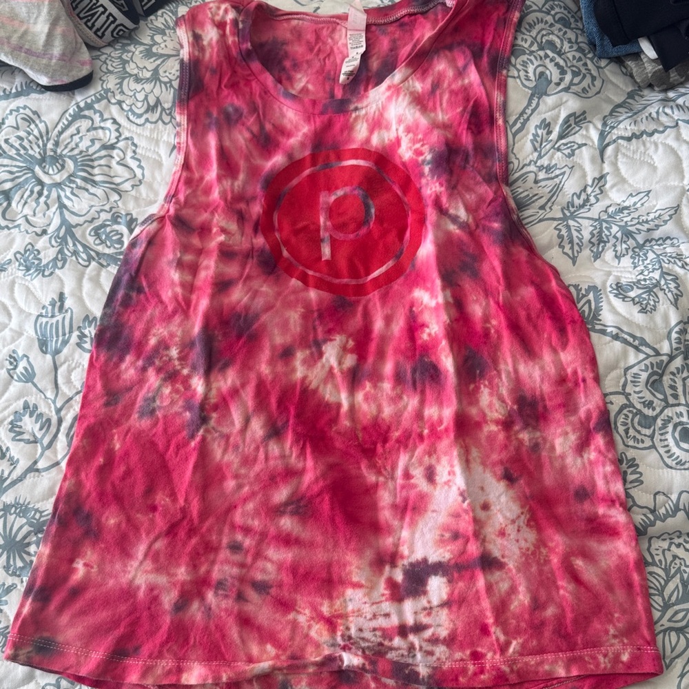Pure Barre Pink Tie-Dye Muscle Tee